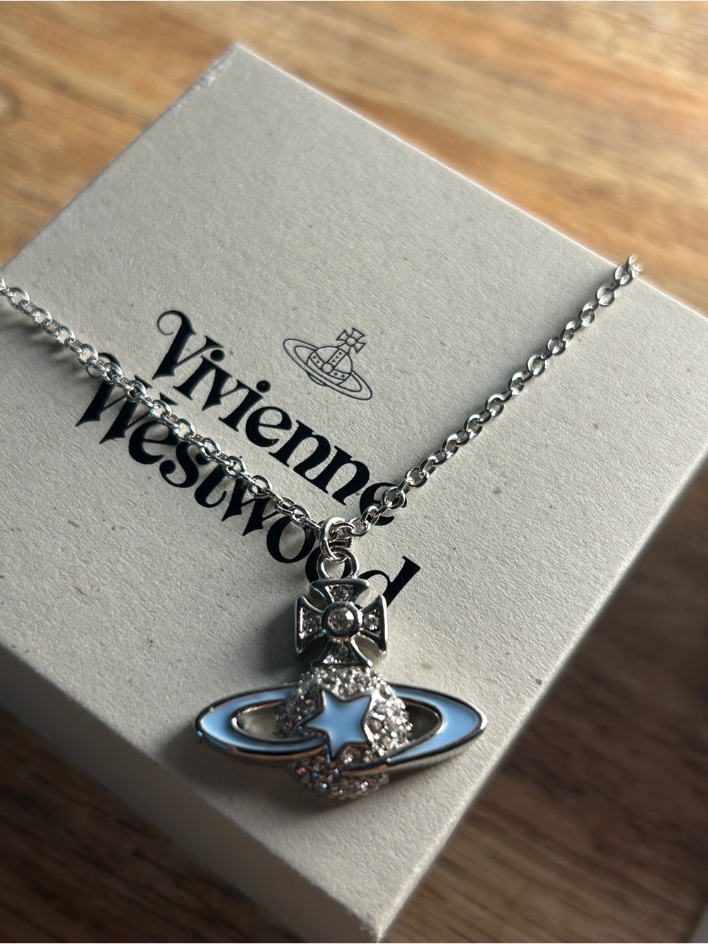 Blue Darlene Pendant Vivienne Westwood Pendant Necklace with Light Blue Enamel